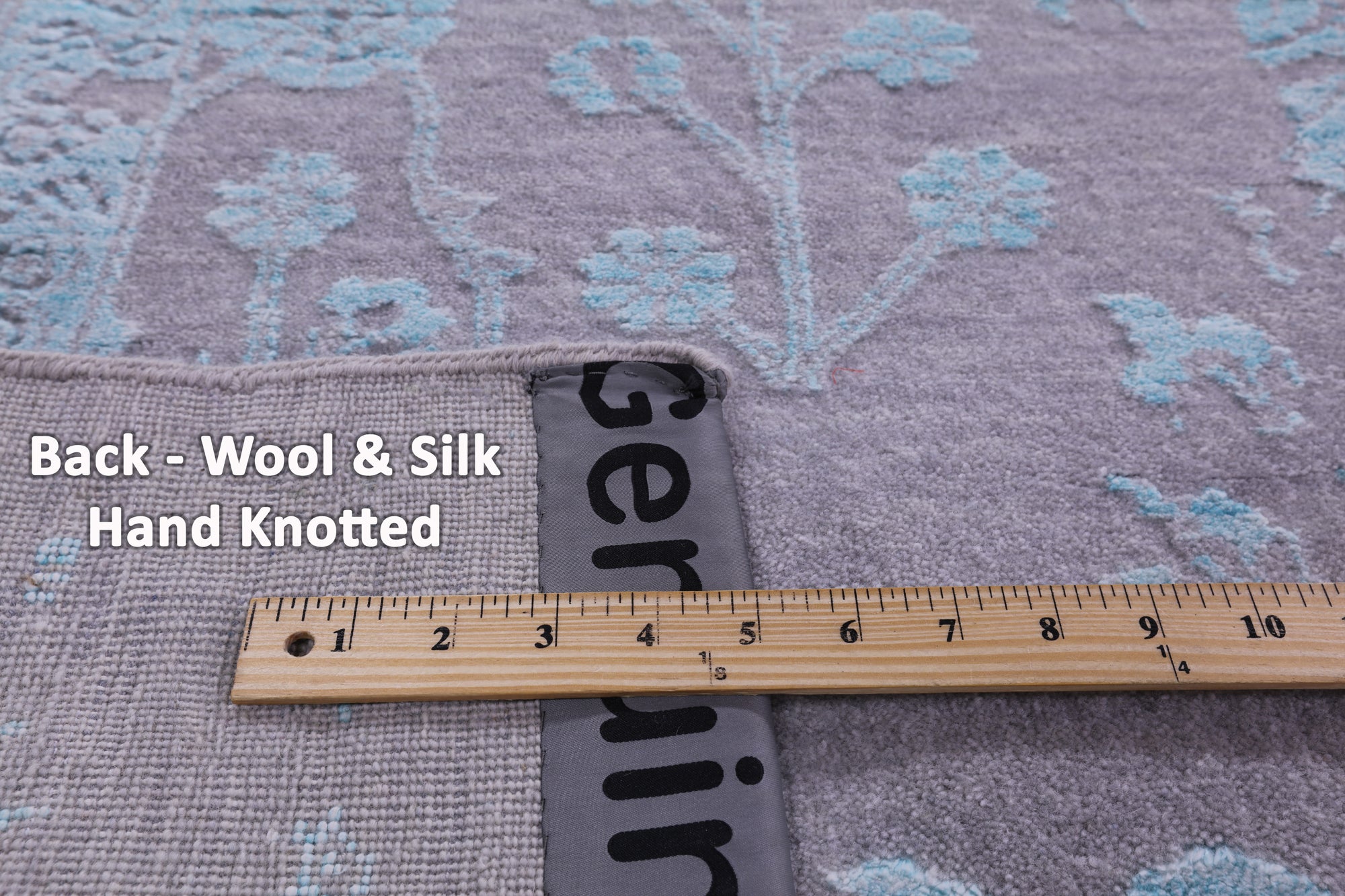 Grey Persian Hand Knotted Wool & Silk Rug - 10' 0" X 14' 1" - Golden Nile