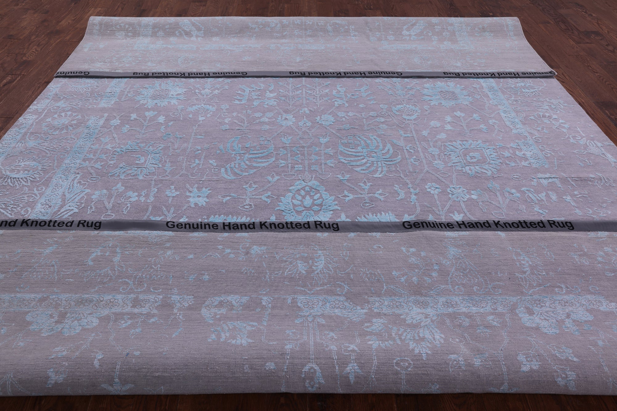 Grey Persian Hand Knotted Wool & Silk Rug - 10' 0" X 14' 1" - Golden Nile