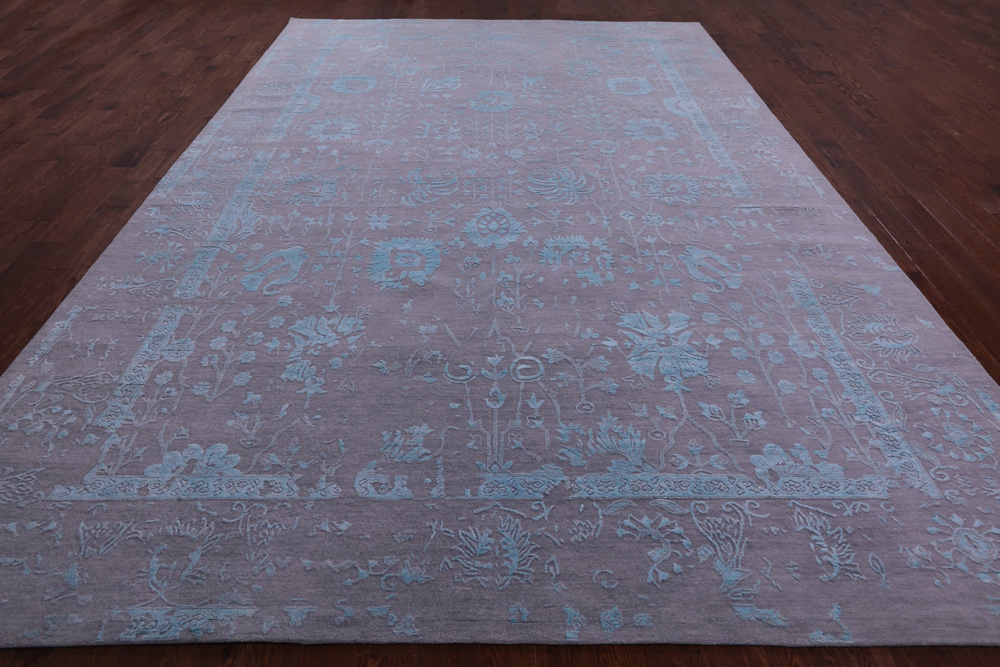 Grey Persian Hand Knotted Wool & Silk Rug - 10' 0" X 14' 1" - Golden Nile