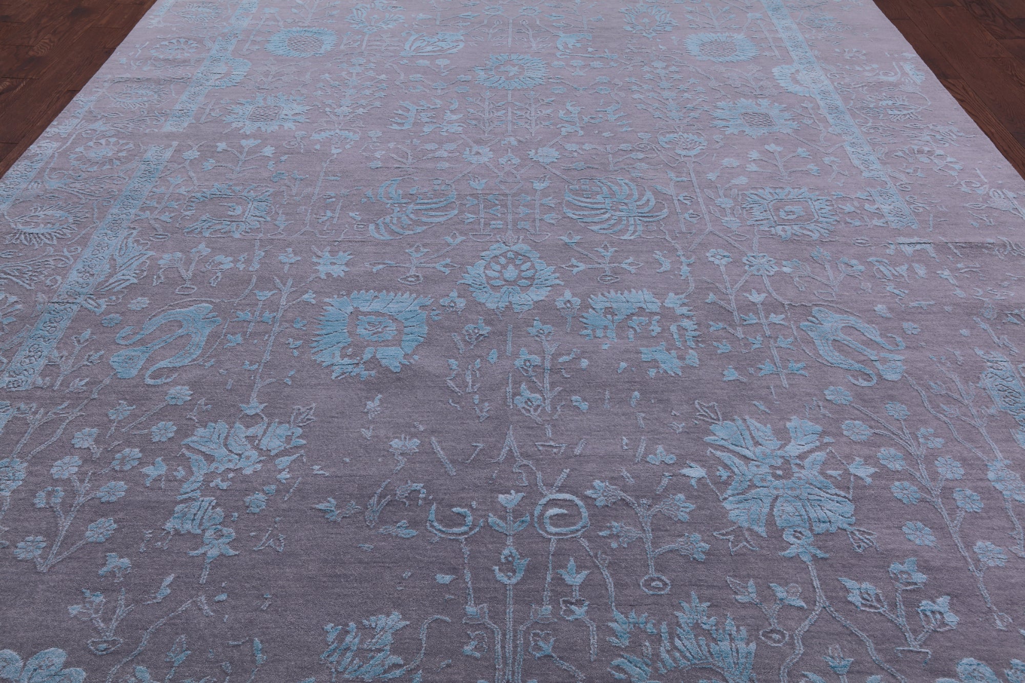 Grey Persian Hand Knotted Wool & Silk Rug - 10' 0" X 14' 1" - Golden Nile