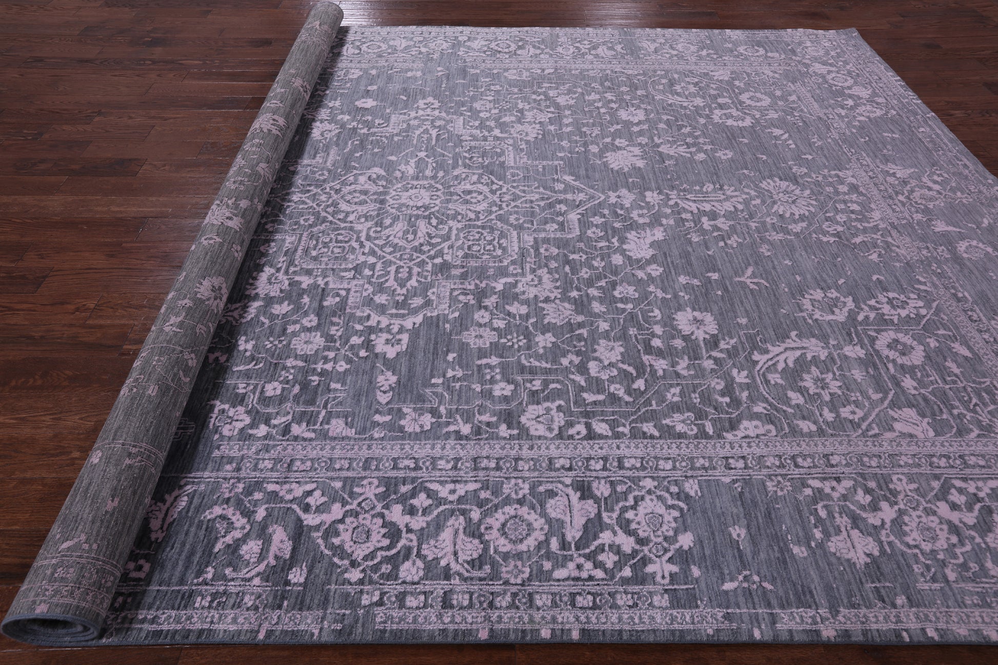 Grey Persian Fine Serapi Handmade Wool & Silk Rug - 10' 0" X 13' 11" - Golden Nile