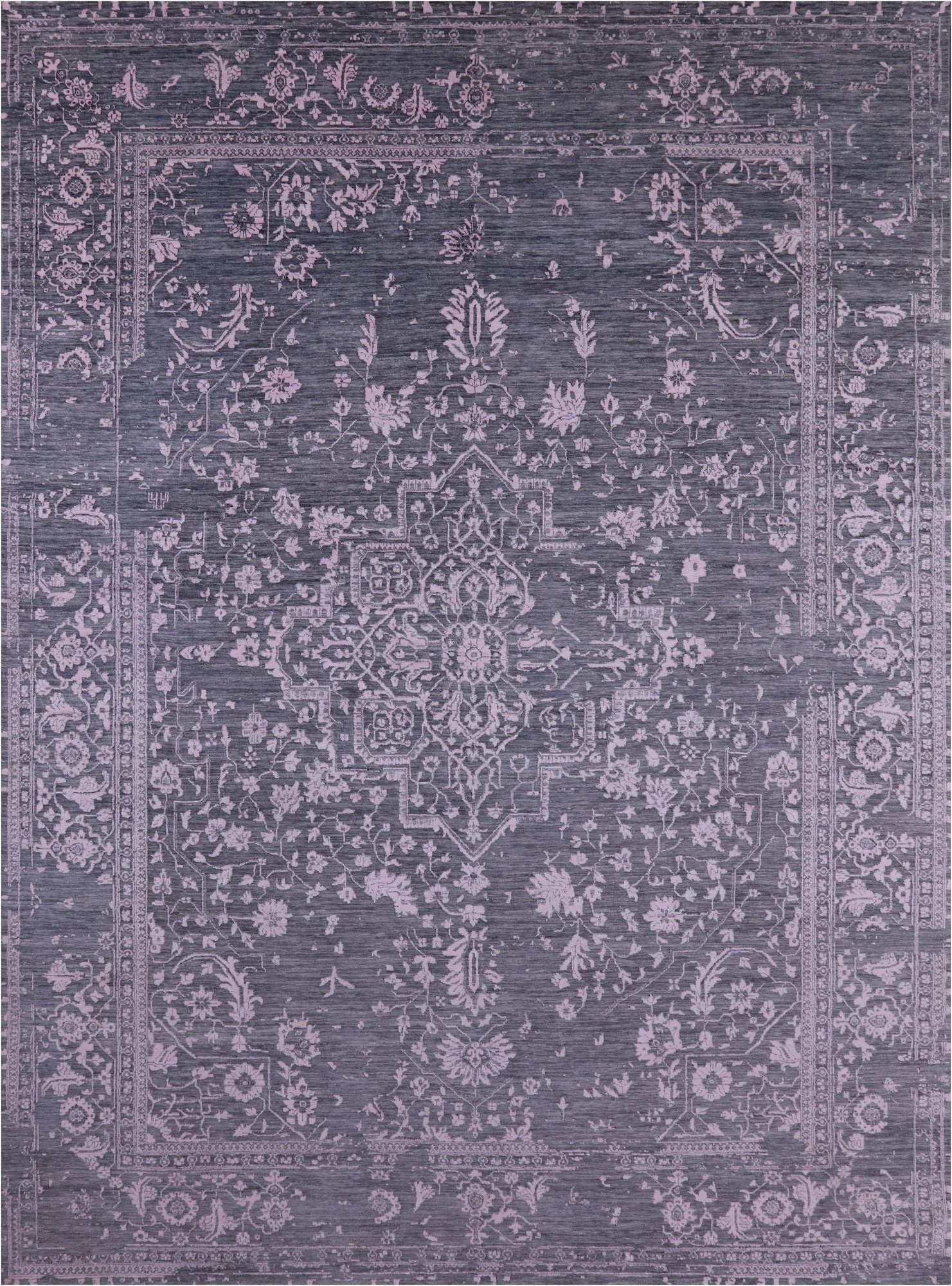 Grey Persian Fine Serapi Handmade Wool & Silk Rug - 10' 0" X 13' 11" - Golden Nile