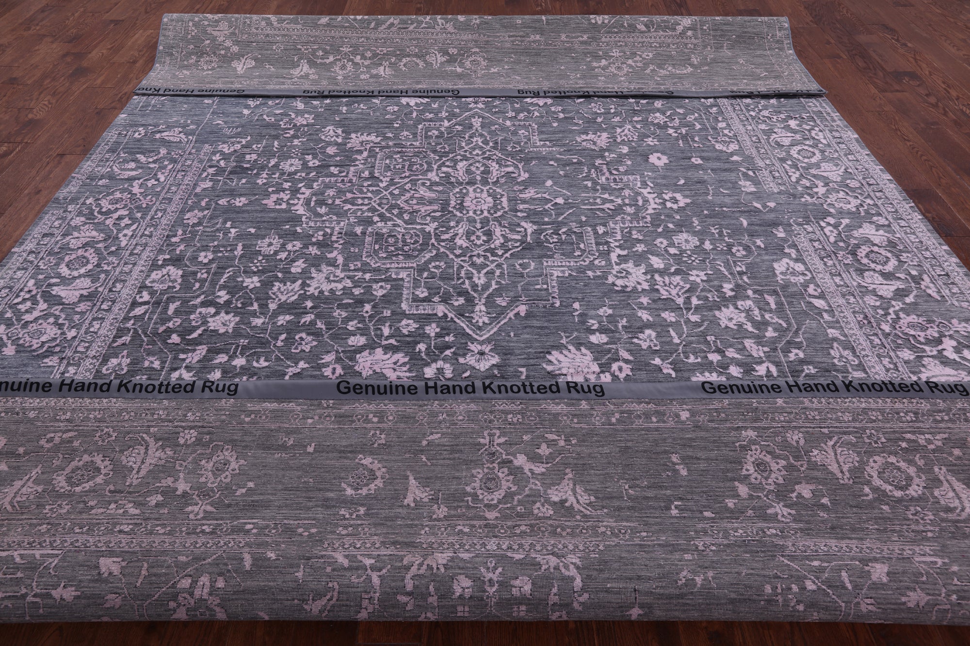 Grey Persian Fine Serapi Handmade Wool & Silk Rug - 10' 0" X 13' 11" - Golden Nile
