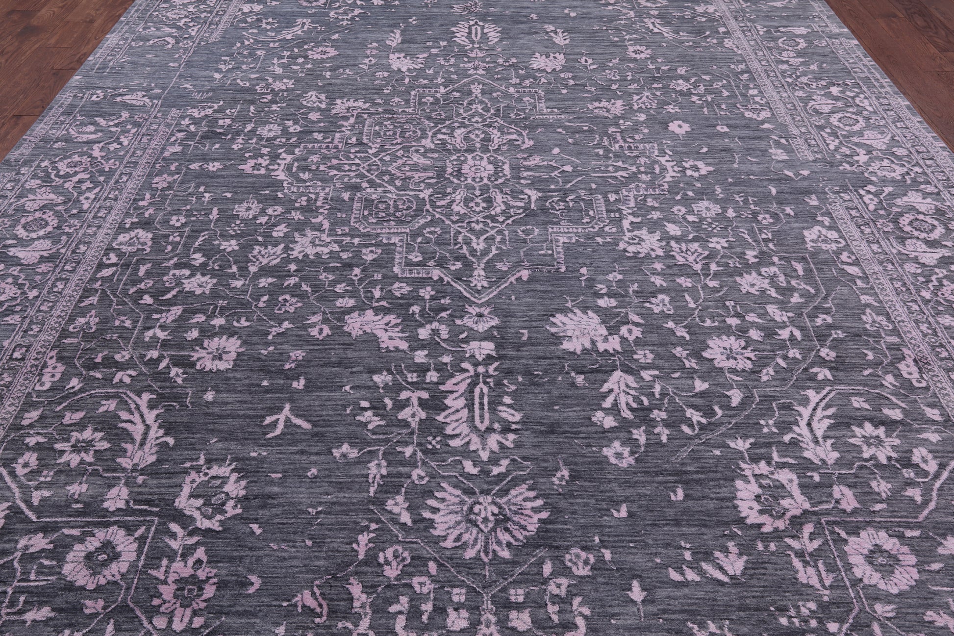 Grey Persian Fine Serapi Handmade Wool & Silk Rug - 10' 0" X 13' 11" - Golden Nile