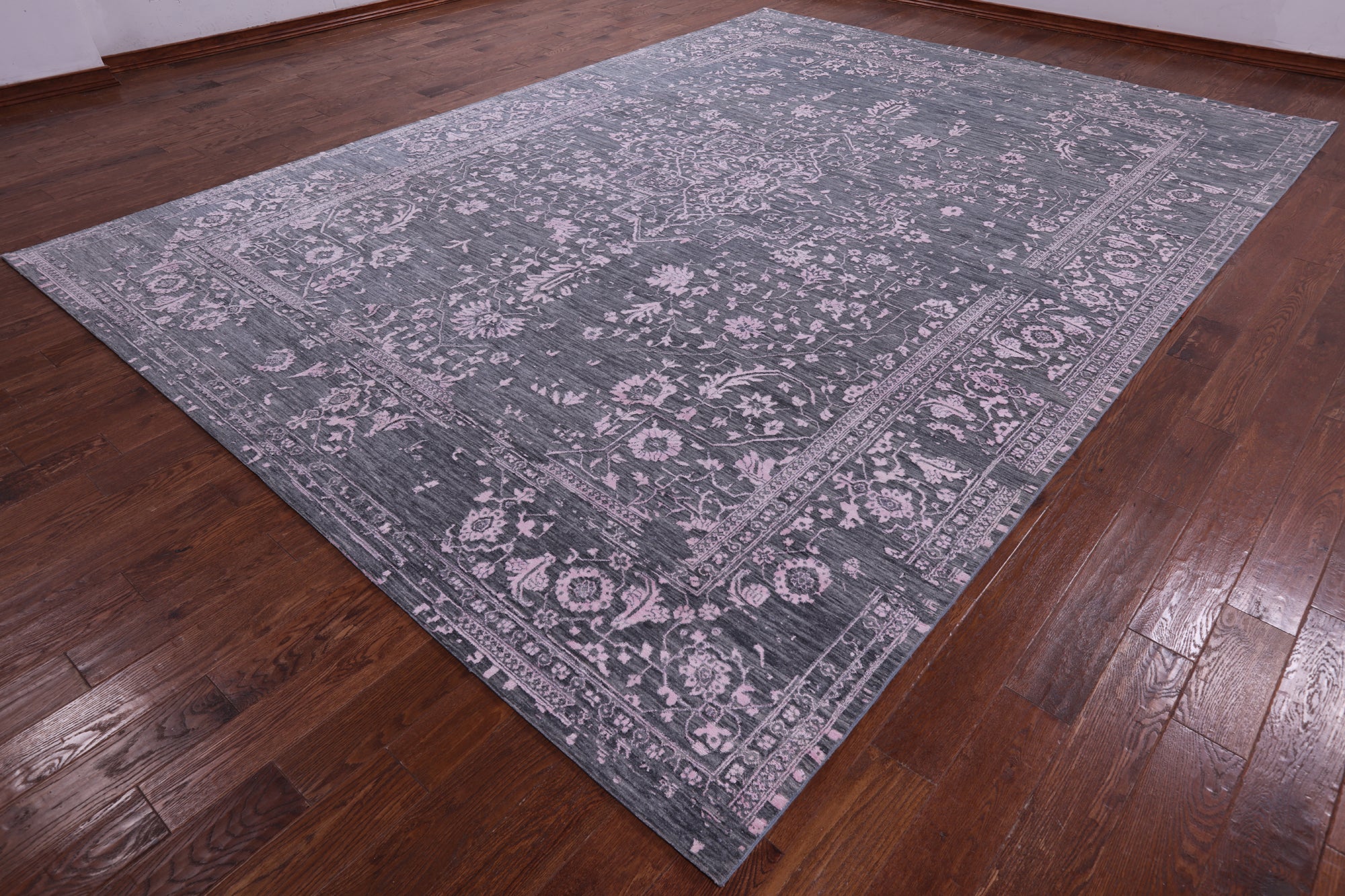 Grey Persian Fine Serapi Handmade Wool & Silk Rug - 10' 0" X 13' 11" - Golden Nile