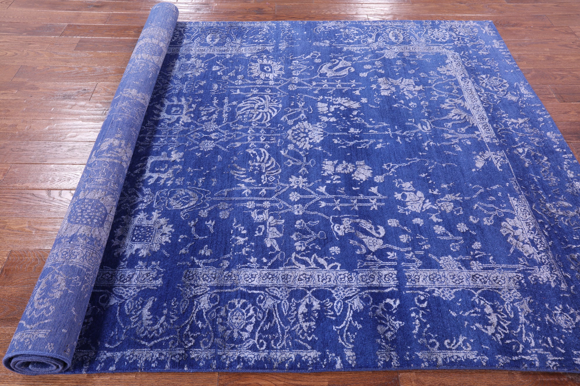 Blue Persian Hand Knotted Wool & Silk Rug - 5' 11" X 8' 10" - Golden Nile