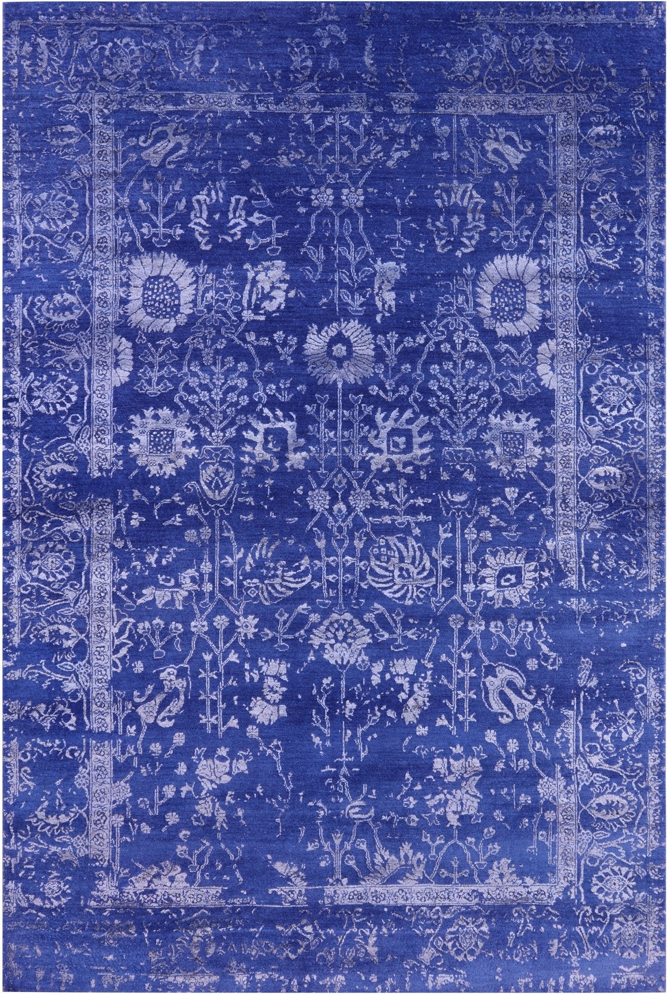 Blue Persian Hand Knotted Wool & Silk Rug - 5' 11" X 8' 10" - Golden Nile
