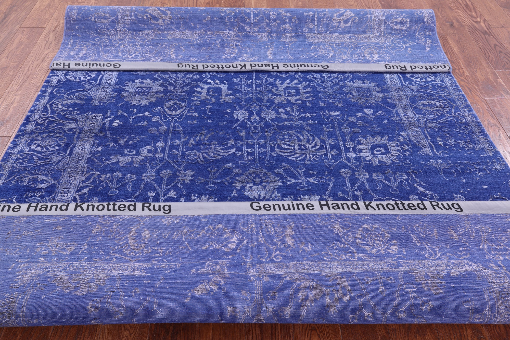 Blue Persian Hand Knotted Wool & Silk Rug - 5' 11" X 8' 10" - Golden Nile