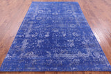 Blue Persian Hand Knotted Wool & Silk Rug - 5' 11" X 8' 10" - Golden Nile