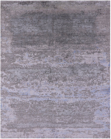 Abstract Modern Handmade Wool & Silk Rug - 7' 10