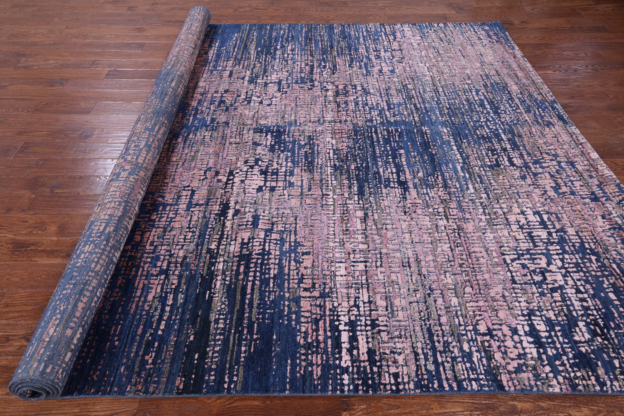 Contemporary Hand Knotted Wool & Silk Rug - 8' 11" X 12' 4" - Golden Nile