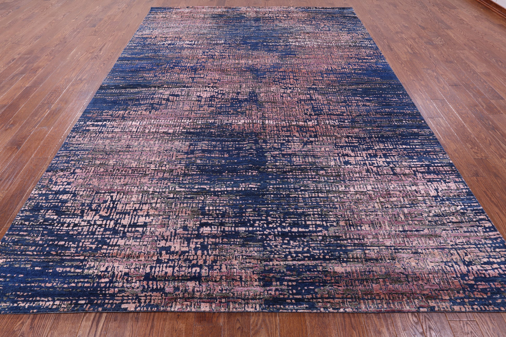 Contemporary Hand Knotted Wool & Silk Rug - 8' 11" X 12' 4" - Golden Nile