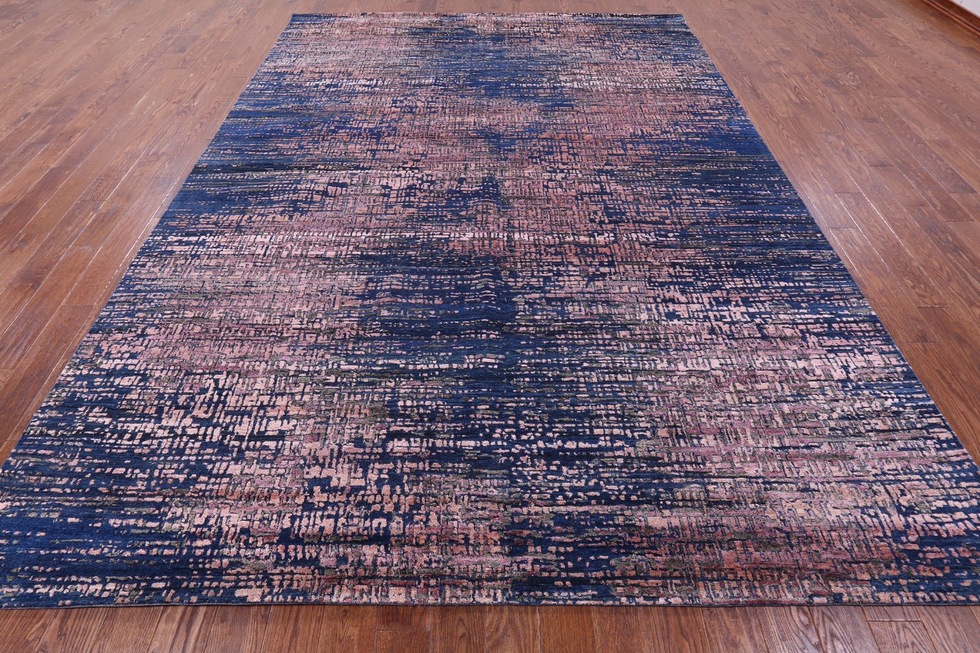 Contemporary Hand Knotted Wool & Silk Rug - 8' 11" X 12' 4" - Golden Nile