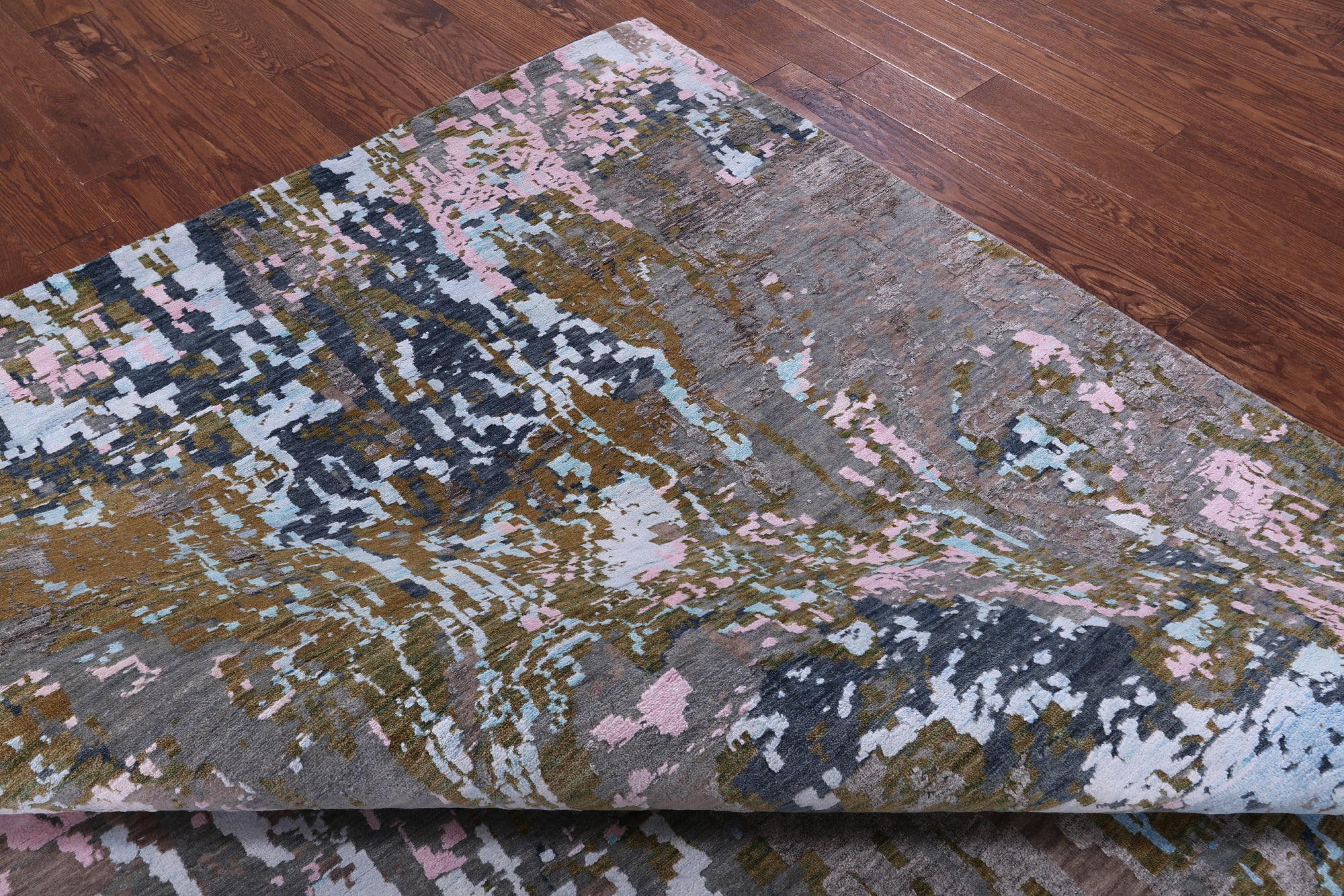 Modern Hand Knotted Wool & Silk Rug - 8' 3" X 9' 11" - Golden Nile