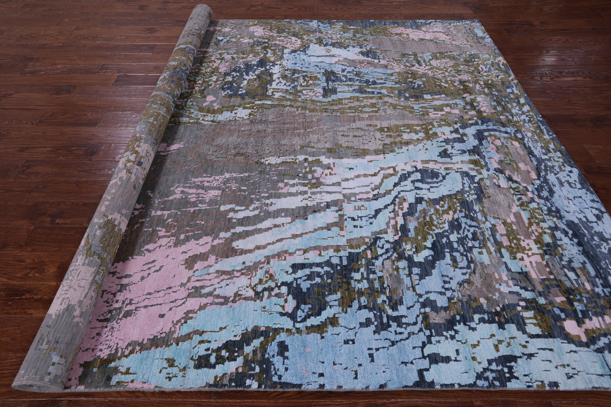 Modern Hand Knotted Wool & Silk Rug - 8' 3" X 9' 11" - Golden Nile