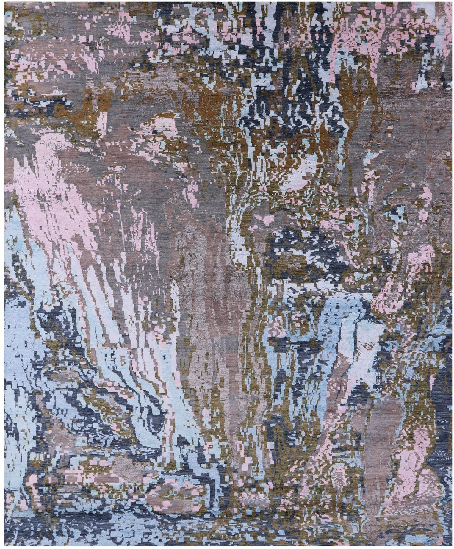 Modern Hand Knotted Wool & Silk Rug - 8' 3" X 9' 11" - Golden Nile