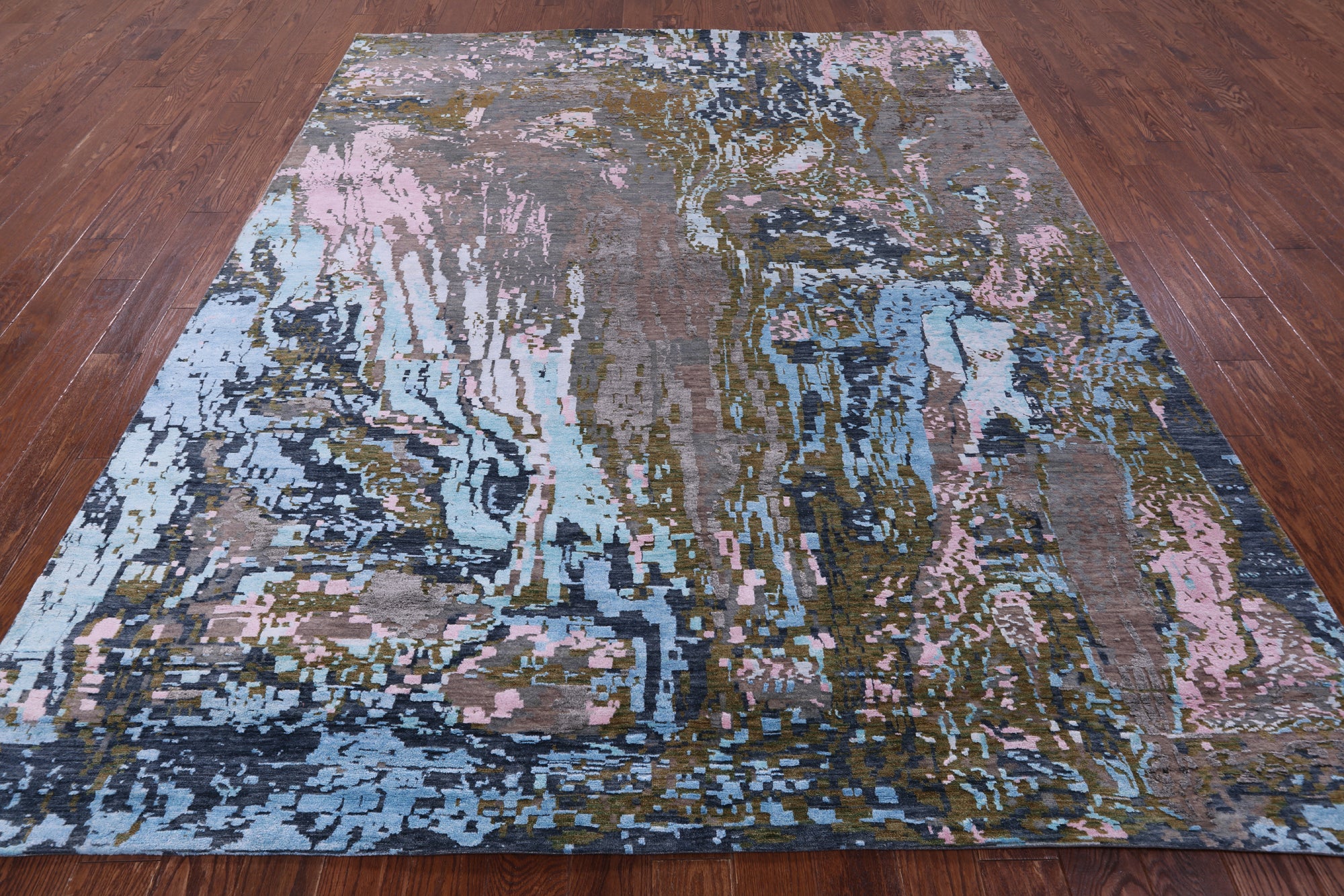 Modern Hand Knotted Wool & Silk Rug - 8' 3" X 9' 11" - Golden Nile