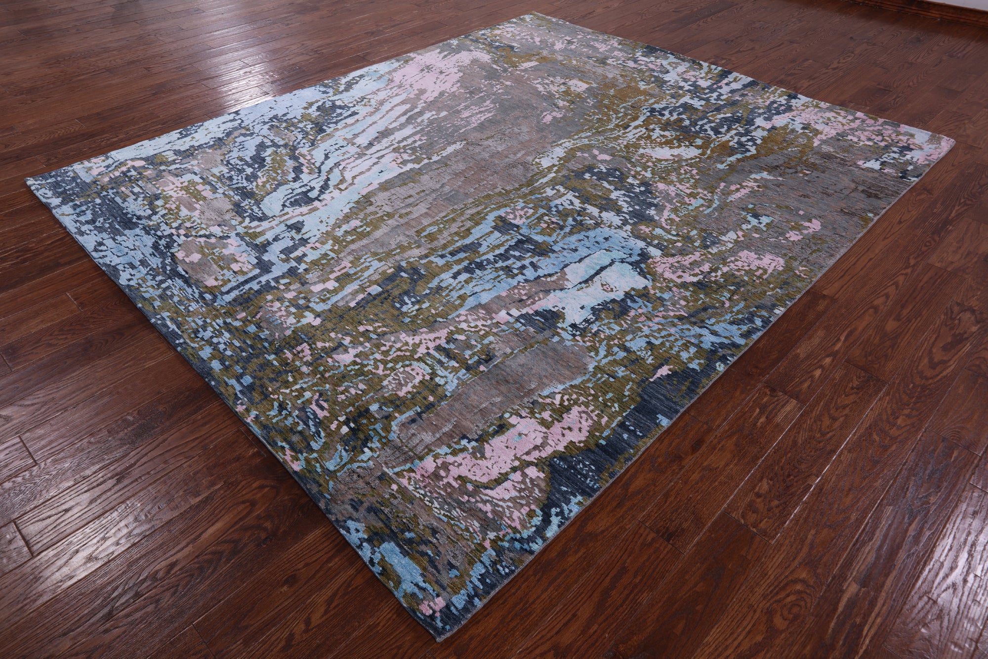 Modern Hand Knotted Wool & Silk Rug - 8' 3" X 9' 11" - Golden Nile