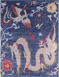 Dragon And Phoenix Design Hand Knotted Wool Rug - 8' 11" X 12' 1" - Golden Nile