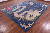 Dragon And Phoenix Design Hand Knotted Wool Rug - 8' 11" X 12' 1" - Golden Nile