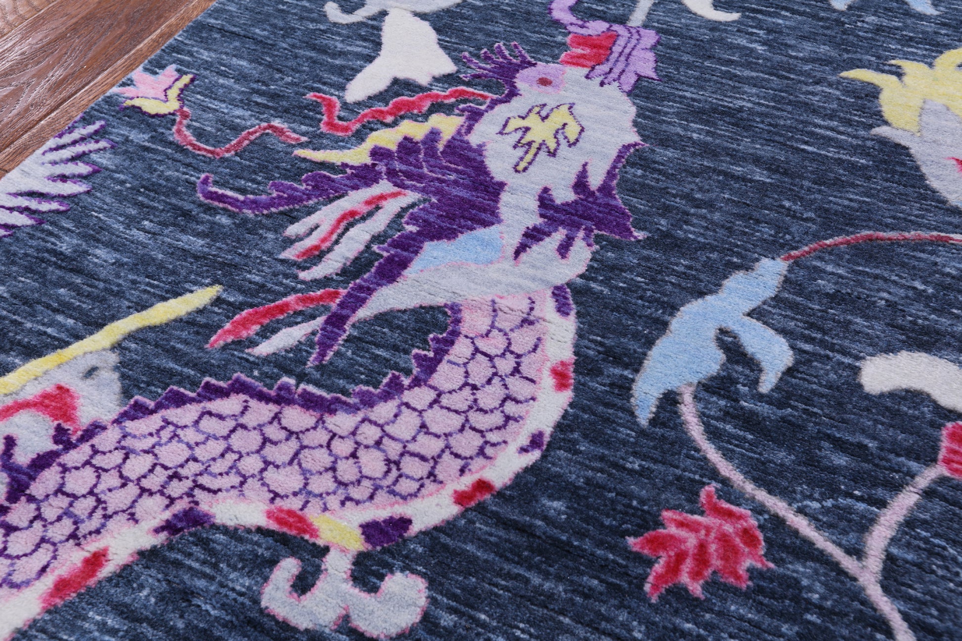 Dragon Design Hand Knotted Wool Rug - 9' 0" X 12' 1" - Golden Nile