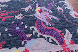 Dragon Design Hand Knotted Wool Rug - 9' 0" X 12' 1" - Golden Nile