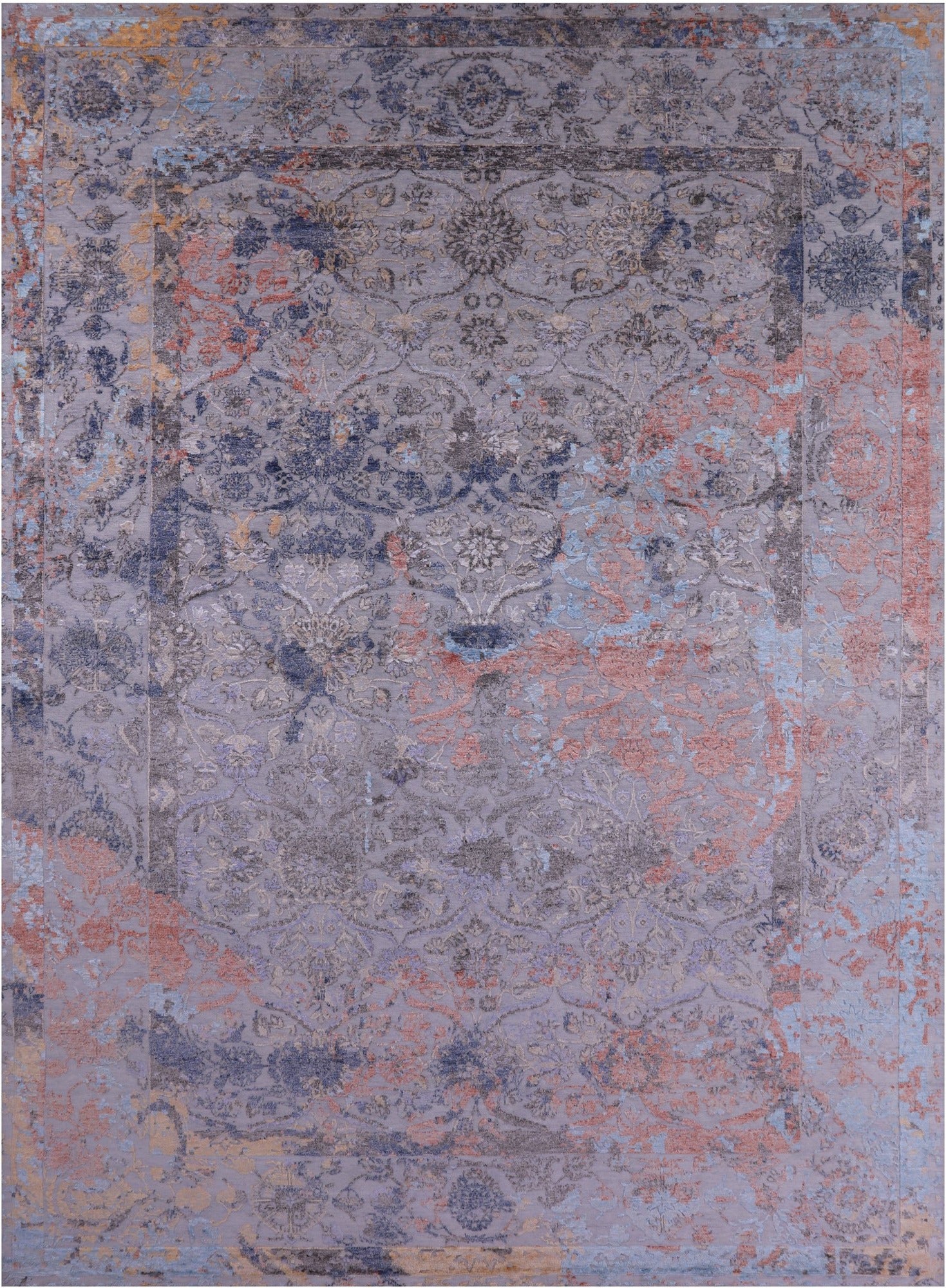 Modern Handmade Wool & Silk Rug - 10' 0" X 14' 1" - Golden Nile