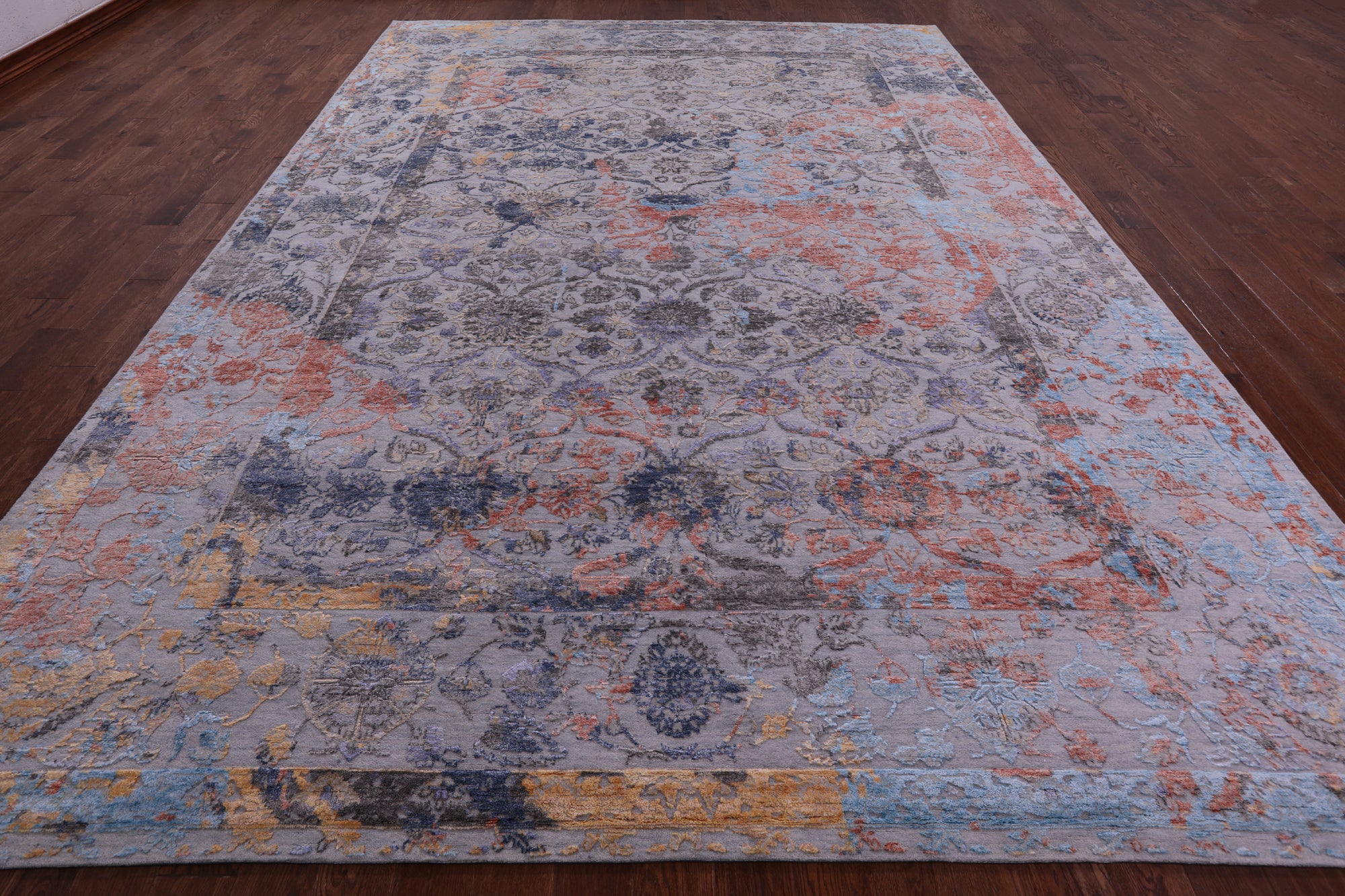 Modern Handmade Wool & Silk Rug - 10' 0" X 14' 1" - Golden Nile