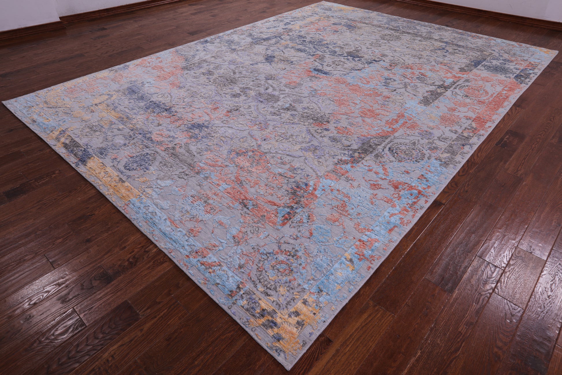 Modern Handmade Wool & Silk Rug - 10' 0" X 14' 1" - Golden Nile