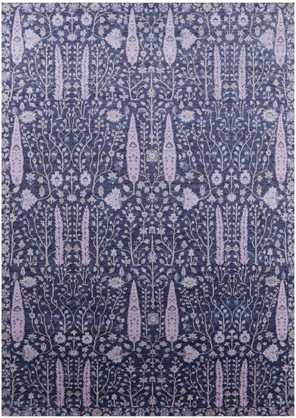 Grey Persian Ziegler Hand Knotted Wool & Silk Rug - 9' 10" X 14' 1" - Golden Nile