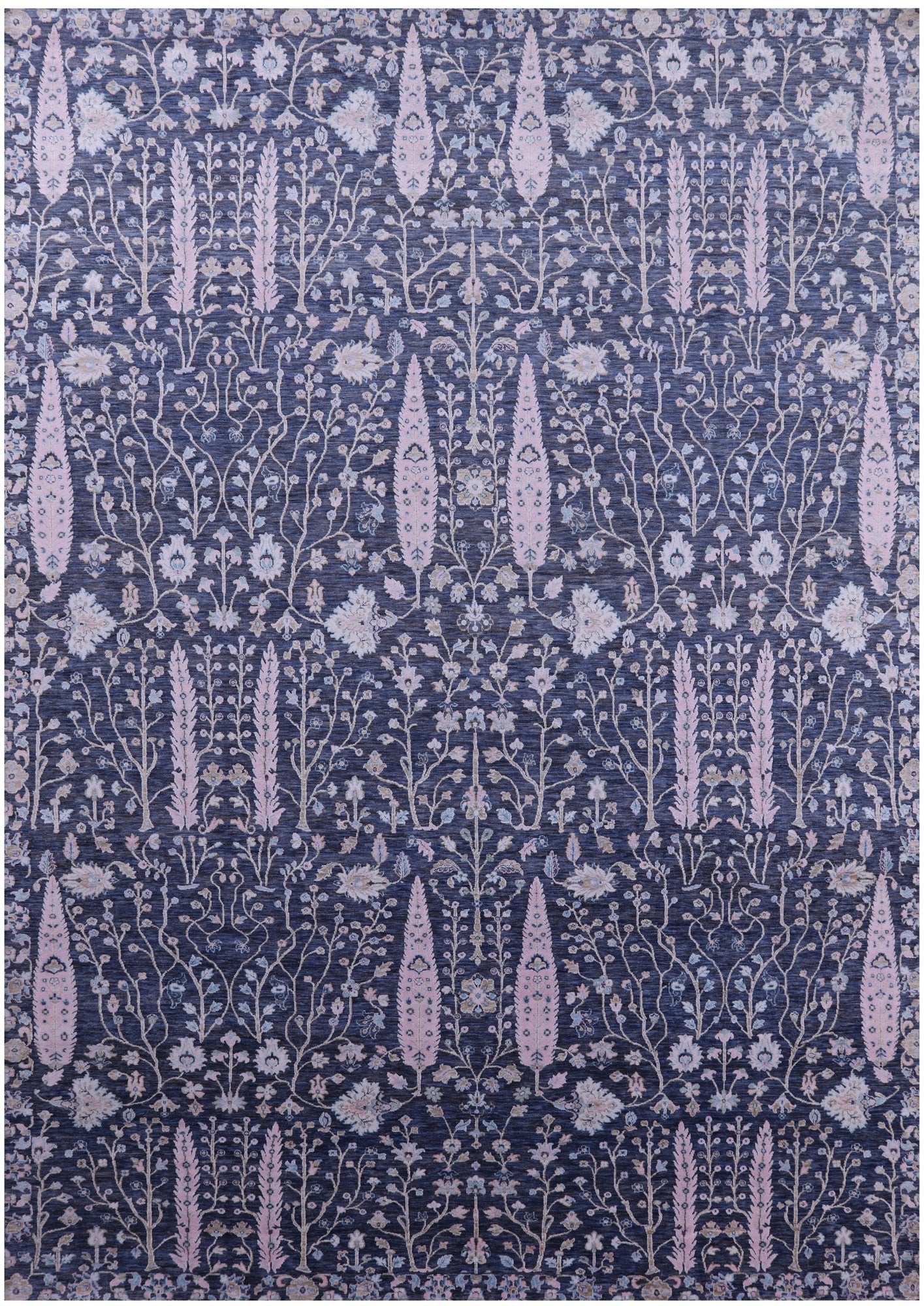 Grey Persian Ziegler Hand Knotted Wool & Silk Rug - 9' 10" X 14' 1" - Golden Nile