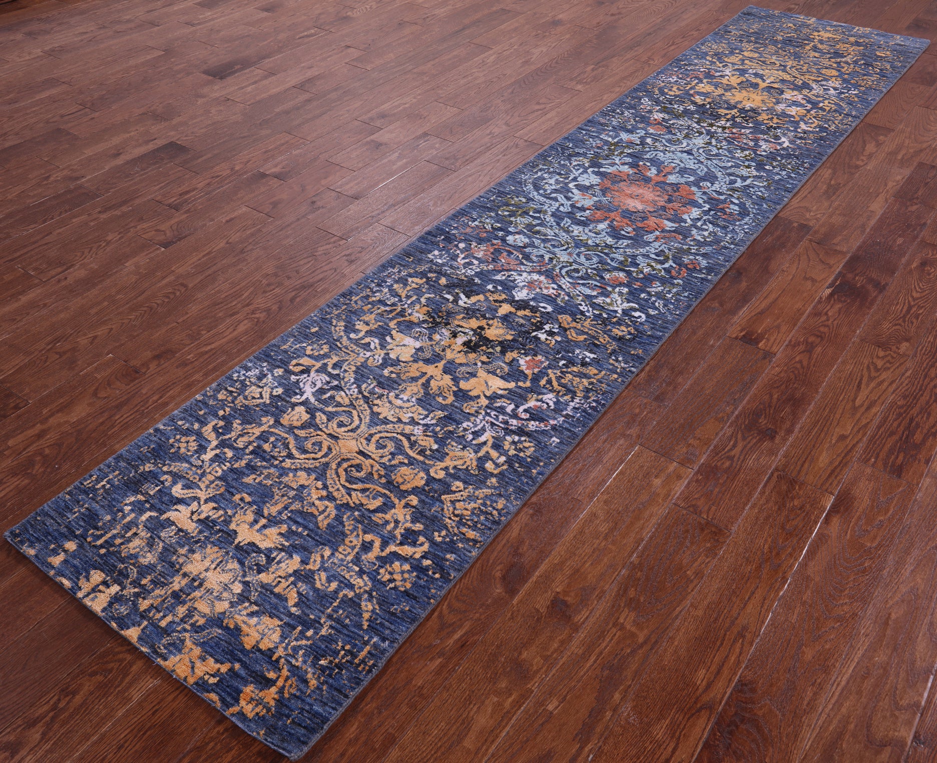 Persian Hand Knotted Wool & Silk Runner Rug - 2' 6" X 12' 0" - Golden Nile