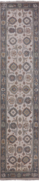 Ivory Turkish Oushak Hand Knotted Wool Runner Rug - 2' 6" X 11' 9" - Golden Nile