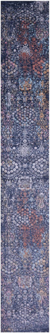 Contemporary Handmade Wool & Silk Runner Rug - 2' 6