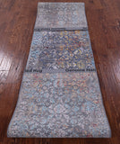 Modern Hand Knotted Wool & Silk Runner Rug - 2' 7" X 12' 4" - Golden Nile