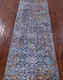 Modern Hand Knotted Wool & Silk Runner Rug - 2' 7" X 12' 4" - Golden Nile