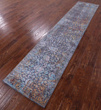 Modern Hand Knotted Wool & Silk Runner Rug - 2' 7" X 12' 4" - Golden Nile