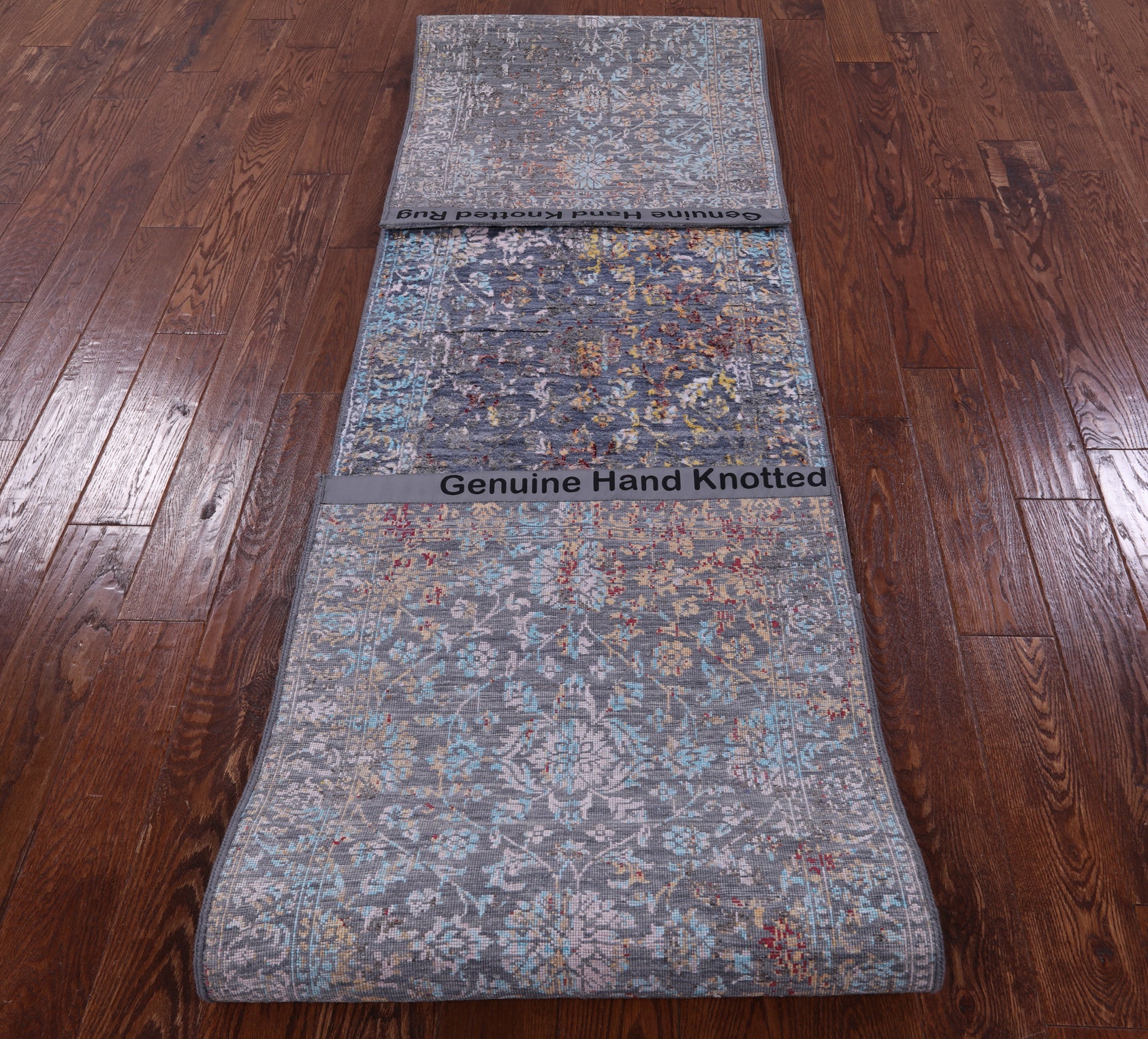 Persian Hand Knotted Wool & Silk Runner Rug - 2' 6" X 12' 4" - Golden Nile