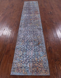 Persian Hand Knotted Wool & Silk Runner Rug - 2' 6" X 12' 4" - Golden Nile