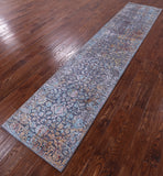 Persian Hand Knotted Wool & Silk Runner Rug - 2' 6" X 12' 4" - Golden Nile
