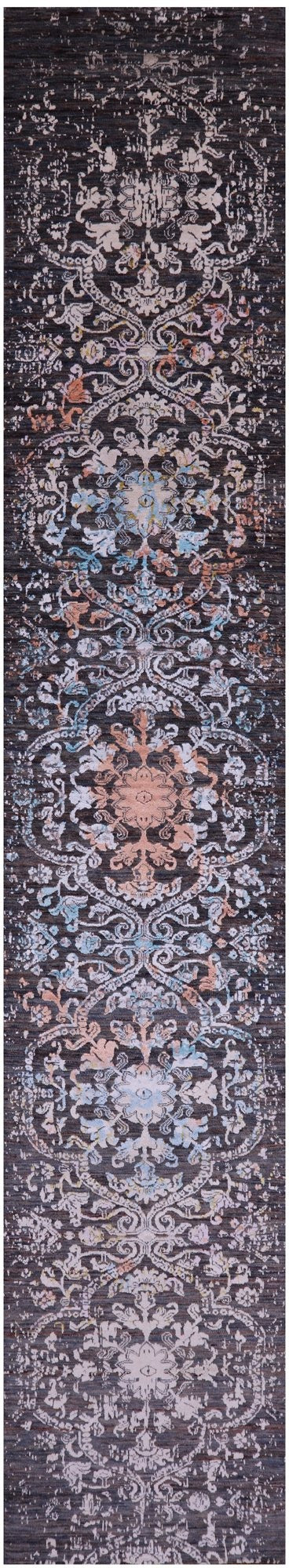 Persian Handmade Wool & Silk Runner Rug - 2' 6" X 14' 0" - Golden Nile