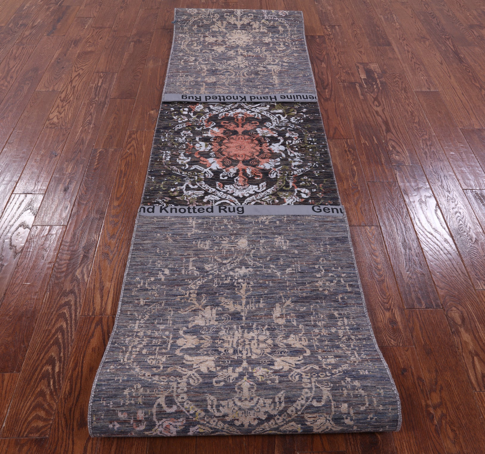 Contemporary Handmade Wool & Silk Runner Rug - 2' 6" X 14' 4" - Golden Nile