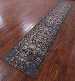 Contemporary Handmade Wool & Silk Runner Rug - 2' 6" X 14' 4" - Golden Nile