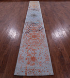 Contemporary Handmade Wool & Silk Runner Rug - 2' 6" X 18' 0" - Golden Nile