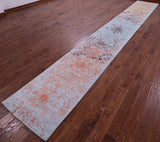 Contemporary Handmade Wool & Silk Runner Rug - 2' 6" X 18' 0" - Golden Nile