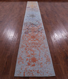 Contemporary Hand Knotted Wool & Silk Runner Rug - 2' 6" X 18' 0" - Golden Nile