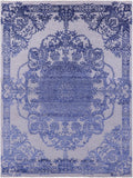 Grey Persian Hand Knotted Wool & Silk Rug - 8' 10" X 12' 4" - Golden Nile