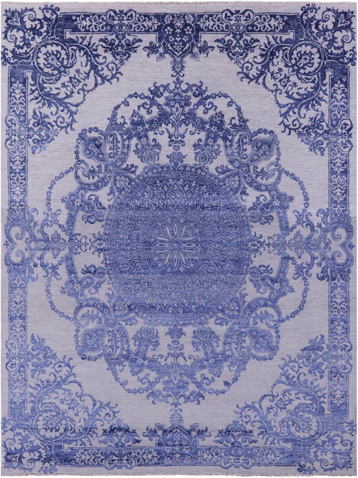 Grey Persian Hand Knotted Wool & Silk Rug - 8' 10" X 12' 4" - Golden Nile