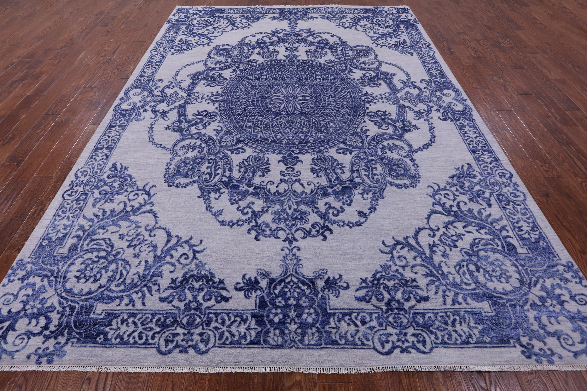 Grey Persian Hand Knotted Wool & Silk Rug - 8' 10" X 12' 4" - Golden Nile