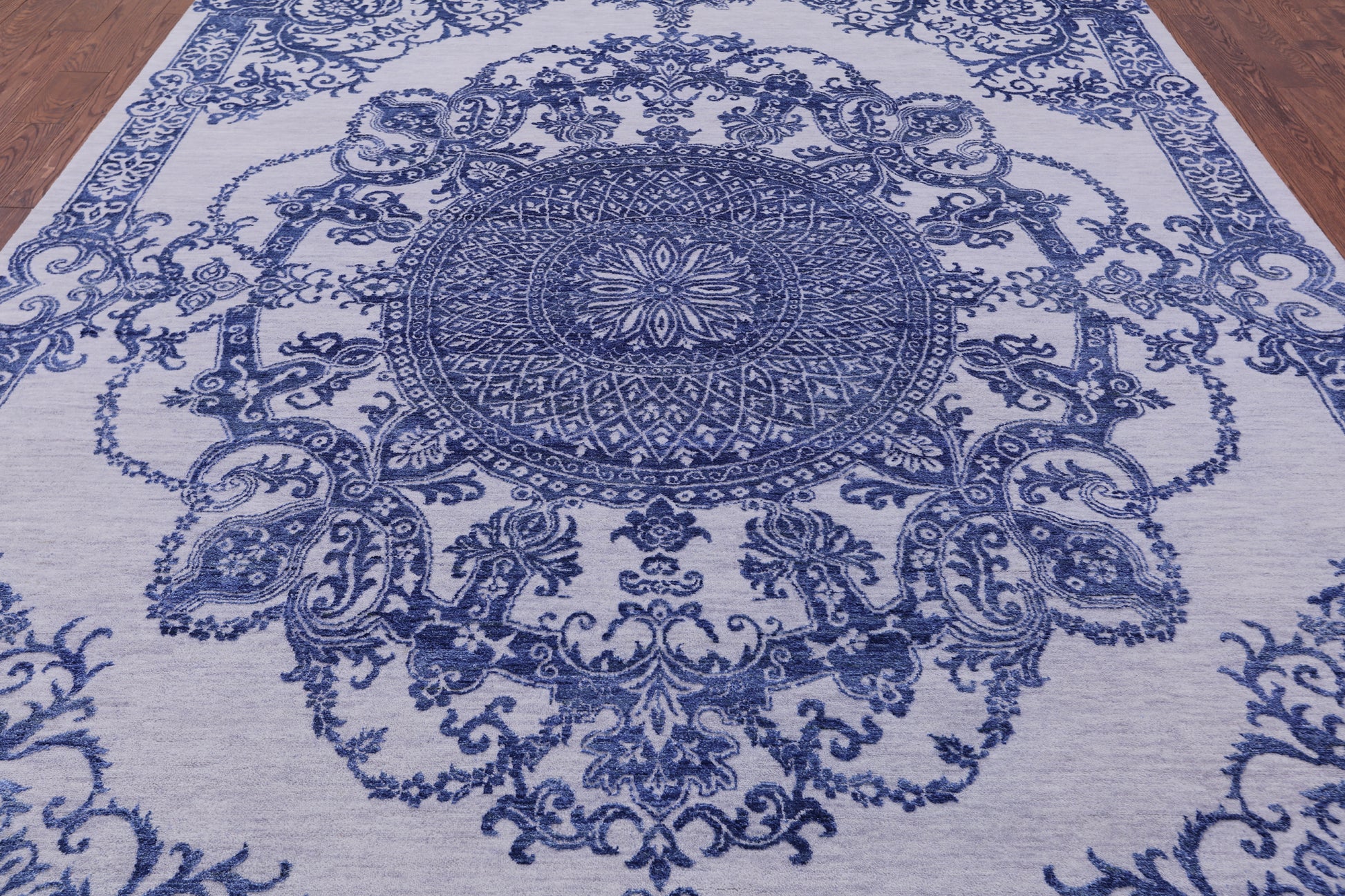 Grey Persian Hand Knotted Wool & Silk Rug - 8' 10" X 12' 4" - Golden Nile